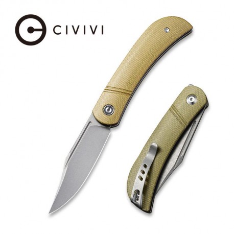 Couteau Appalachian Drifter lame lisse acier CPM S35VN 7.5cm manche Micarta olive CIVIVI - 1