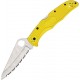 Couteau Spyderco Pacific Salt II lame 9.6cm dentelée satin manche jaune FRN (Nylon renforcé) - C91SYL2 - 1