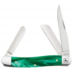 Couteau 3 lames John Deere Stockman CASE-CUTLERY manche vert Kirinite - 1