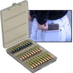 Boitier pour 30 munitions calibre .22 ou 17HMR Ammo Wallet MTM Gris transparent - 1