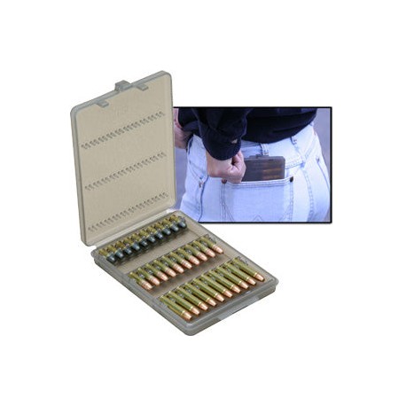 Boitier pour 30 munitions calibre .22 ou 17HMR Ammo Wallet MTM Gris transparent - 1