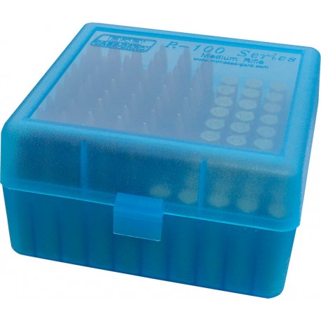 Boitier pour 100 munitions MTM Bleu transparent - 1