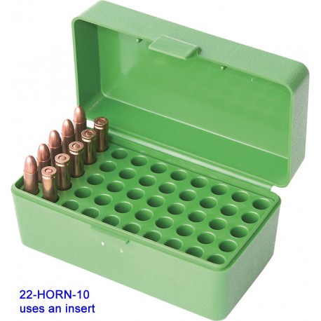 Boitier pour munitions capacité de 100 MTM Vert calibre 22 hornet - 1